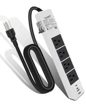 GFCI Power Strip, 4 Outlets, USB-C & USB-A, 6FT Cord, 15A | Built-in GFCI & Surge Protection for Safe Indoor Power GFCI Power Strip, 4 Outlets, USB-C & USB-A, 6FT Cord, 15A | Built-in GFCI & Surge Protection for Safe Indoor Power