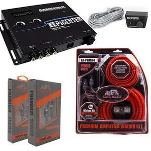 Amplifier Wiring Kit and Epicenter Combo, 2000 Watts Max Power, Epicenter Bass Processor with Control Knob, 4GA Cables, Dual RCA Sets, ANL Fuse and Holder Amplifier Wiring Kit and Epicenter Combo, 2000 Watts Max Power, Epicenter Bass Processor with Control Knob, 4GA Cables, Dual RCA Sets, ANL Fuse and Holder