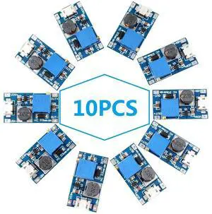 Eiechip MT3608 Boost Converter DC-DC Step Up Power Module with Micro USB Input, 2V-24V to 5V-28V Adjustable Voltage Regulator, 2A Output Power Supply Board for DIY Electronics Projects (Pack of 10) Eiechip MT3608 Boost Converter DC-DC Step Up Power Module with Micro USB Input, 2V-24V to 5V-28V Adjustable Voltage Regulator, 2A Output Power Supply Board for DIY Electronics Projects (Pack of 10)