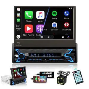 Single Din Car Stereo Compatible with Apple Carplay & Android Auto, 7 Inch Motorized Flip Out Foldable HD Touchscreen,Backup Camera, with Bluetooth/Mirror Link/Camera/FM/USB/SWC/TF/AUX (Black) Single Din Car Stereo Compatible with Apple Carplay & Android Auto, 7 Inch Motorized Flip Out Foldable HD Touchscreen,Backup Camera, with Bluetooth/Mirror Link/Camera/FM/USB/SWC/TF/AUX (Black)