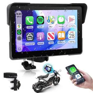 7 Inch Motorcycle Carplay Screen with Wireless Carplay Android Auto for Car, IP67 Waterproof Touchscreen, GPS Navigation, Supports Dual Bluetooth Transmission/EQ Sound Control/Voice Control 7 Inch Motorcycle Carplay Screen with Wireless Carplay Android Auto for Car, IP67 Waterproof Touchscreen, GPS Navigation, Supports Dual Bluetooth Transmission/EQ Sound Control/Voice Control