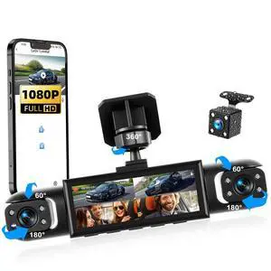 4 Channel Dash Cam 360° View, 1080P Front and Rear Left Right Inside 3.16 Inch Dash Camera for Cars, 8 IR Lamps Night Vision Camera for Cars 24H Parking Mode, Loop Recording 4 Channel Dash Cam 360° View, 1080P Front and Rear Left Right Inside 3.16 Inch Dash Camera for Cars, 8 IR Lamps Night Vision Camera for Cars 24H Parking Mode, Loop Recording