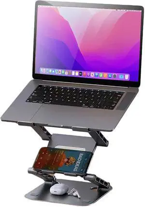Adjustable Laptop Stand with 360°,3-Tier Ergonimic Foldable Sitting/Standing Laptop Riser for Desk Compatible Rotating Base Adjustable Laptop Stand with 360°,3-Tier Ergonimic Foldable Sitting/Standing Laptop Riser for Desk Compatible Rotating Base