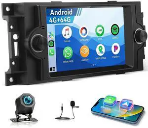 4G+64G Car Radio for Dodge RAM 2006-2008 Jeep Compass Patriot 2007-2009 Jeep Cherokee 2007, 6.2 inch Android Touchscreen Stereo with Carplay/Android Auto, GPS/WiFi/Bluetooth 4G+64G Car Radio for Dodge RAM 2006-2008 Jeep Compass Patriot 2007-2009 Jeep Cherokee 2007, 6.2 inch Android Touchscreen Stereo with Carplay/Android Auto, GPS/WiFi/Bluetooth