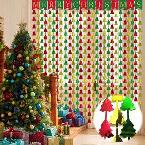 Christmas Party Decorations, 2 Pcs 3.3x6.6 ft Red Green Gold Christmas Tree Tinsel Foil Fringe Curtains Backdrops & 1 Pcs Xmas Banner Large Photo Booth Props Indoor Party Wall Door Room Decor Christmas Party Decorations, 2 Pcs 3.3x6.6 ft Red Green Gold Christmas Tree Tinsel Foil Fringe Curtains Backdrops & 1 Pcs Xmas Banner Large Photo Booth Props Indoor Party Wall Door Room Decor