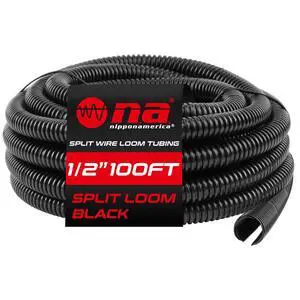 1/2" x 100 ft Split Wire Loom (LM-12-100 BLK), Flexible, Chemical-Resistant Protective tubing for Automotive, Home, and Industrial Wires, Prevents wear and organizes Cables 1/2" x 100 ft Split Wire Loom (LM-12-100 BLK), Flexible, Chemical-Resistant Protective tubing for Automotive, Home, and Industrial Wires, Prevents wear and organizes Cables