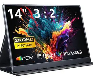 Portable Monitor 14 inch 2160 * 1440P IPS Laptop Monitor, Dual USB C HDMI Second Computer Screen, Gaming Display with 2 Speakers, Travel Monitor for Laptop PS4/5 PC Phone Xbox Switch Portable Monitor 14 inch 2160 * 1440P IPS Laptop Monitor, Dual USB C HDMI Second Computer Screen, Gaming Display with 2 Speakers, Travel Monitor for Laptop PS4/5 PC Phone Xbox Switch
