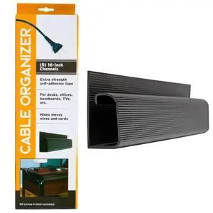 Simple Cord 5 Pack of 16-Inch J Channel Cable Management Under Desk - Easy to Install Adhesive Mount Cord Organizer for Desk, Home Office, No-Drill Wall Cable Organizer (Black) Simple Cord 5 Pack of 16-Inch J Channel Cable Management Under Desk - Easy to Install Adhesive Mount Cord Organizer for Desk, Home Office, No-Drill Wall Cable Organizer (Black)