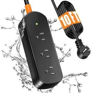 Outdoor Power Strip Weatherproof, 10FT Outdoor Extension Cord, IPX6 Waterproof Surge Protector with 3 Wide Outlets, Shockproof Overload Protection for Camping, Garden, Industrial, Home Power Strip Outdoor Power Strip Weatherproof, 10FT Outdoor Extension Cord, IPX6 Waterproof Surge Protector with 3 Wide Outlets, Shockproof Overload Protection for Camping, Garden, Industrial, Home Power Strip