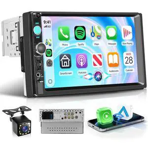 Single Din Car Stereo with Wireless CarPlay Android Auto, 7 Inch IPS Touch Screen with Bluetooth 5.0, FM Radio, Mirror Link, Backup Camera Input, EQ, USB/AUX/TF/SWC/DVR Single Din Car Stereo with Wireless CarPlay Android Auto, 7 Inch IPS Touch Screen with Bluetooth 5.0, FM Radio, Mirror Link, Backup Camera Input, EQ, USB/AUX/TF/SWC/DVR