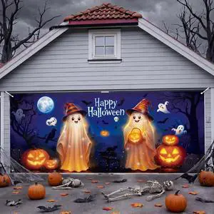 7 x 16 ft Halloween Garage Door Cover Decorations Large Halloween Garage Door Banner Backdrop Holiday Wall Background for Outdoor Photography Party(Cute Ghost) 7 x 16 ft Halloween Garage Door Cover Decorations Large Halloween Garage Door Banner Backdrop Holiday Wall Background for Outdoor Photography Party(Cute Ghost)