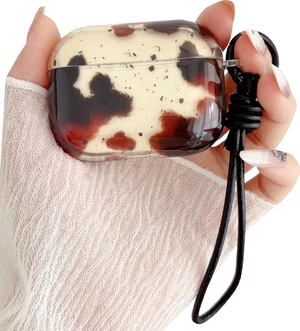 Feather Print Case for AirPods Pro 2,Clear Brown Tortoise with Leather Wrist Lanyard Protective Cover for AirPod Pro 1/ Pro 2 Feather Print Case for AirPods Pro 2,Clear Brown Tortoise with Leather Wrist Lanyard Protective Cover for AirPod Pro 1/ Pro 2