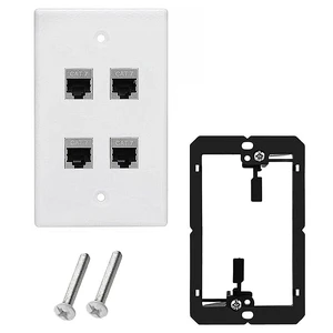 4 Ports Ethernet Wall Plate With Bracket, 10Gbps 600MHZ, Cat7 RJ45 Female to Female Coupler Keystone Module, Solder-free Pass Through Face Plate for TV Modem Laptop Switch ADSL 4 Ports Ethernet Wall Plate With Bracket, 10Gbps 600MHZ, Cat7 RJ45 Female to Female Coupler Keystone Module, Solder-free Pass Through Face Plate for TV Modem Laptop Switch ADSL