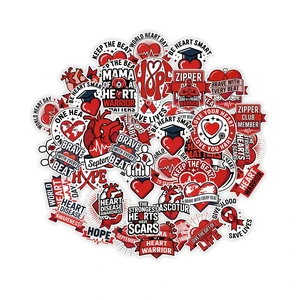 (1.5-2 Inch) 60Pcs Heart Disease Awareness Stickers, Heart Warrior Decals Waterproof Vinyl Sticker Pack for Laptop Water Bottle Phone Gifts for Nurses Patients (1.5-2 Inch) 60Pcs Heart Disease Awareness Stickers, Heart Warrior Decals Waterproof Vinyl Sticker Pack for Laptop Water Bottle Phone Gifts for Nurses Patients