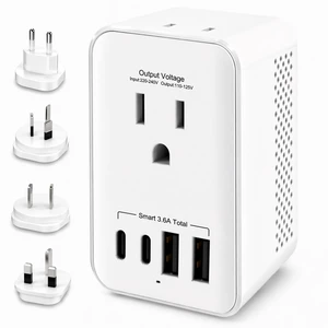 1200W Travel Voltage Converter 220V to 110V US to Europe, International Universal Travel Plug Adapter Kit with USB-C & USB-A for Hair Tools and US Devices (EU/UK/AU) 1200W Travel Voltage Converter 220V to 110V US to Europe, International Universal Travel Plug Adapter Kit with USB-C & USB-A for Hair Tools and US Devices (EU/UK/AU)