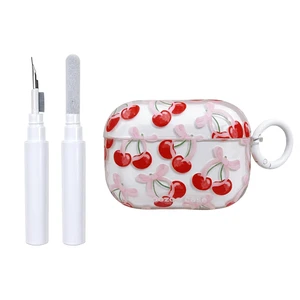 for AirPods Pro Case (with Cleaner Kit) Clear Cute Bow Pattern Fashion Design Bowknot Aesthetic Shockproof Headphone Cover Cases for Airpods Pro 2-Red Cherry for AirPods Pro Case (with Cleaner Kit) Clear Cute Bow Pattern Fashion Design Bowknot Aesthetic Shockproof Headphone Cover Cases for Airpods Pro 2-Red Cherry