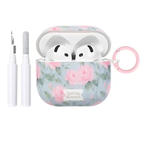 Compatible for AirPods 4 Case Vintage Floral Rose Pattern Design Soft TPU Shockproof Keychain Cover for Woman Girls-Green Compatible for AirPods 4 Case Vintage Floral Rose Pattern Design Soft TPU Shockproof Keychain Cover for Woman Girls-Green