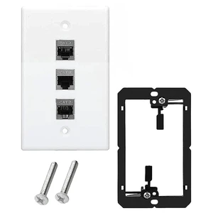 3 Ports Ethernet Wall Plate With Bracket, 10Gbps 600MHZ, Cat7 RJ45 Female to Female Coupler Keystone Module, Solder-free Pass Through Face Plate for TV Modem Laptop Switch ADSL 3 Ports Ethernet Wall Plate With Bracket, 10Gbps 600MHZ, Cat7 RJ45 Female to Female Coupler Keystone Module, Solder-free Pass Through Face Plate for TV Modem Laptop Switch ADSL