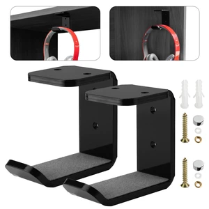 2 Pcs Headphone Hanger Mount Under-Desk Headset Hanger Hook Earphone Holder Wall Mount Hooks with Adhesive Tape & Screw Set Compatible with PC Gaming DJ Headset, Acrylic (Solid Black) 2 Pcs Headphone Hanger Mount Under-Desk Headset Hanger Hook Earphone Holder Wall Mount Hooks with Adhesive Tape & Screw Set Compatible with PC Gaming DJ Headset, Acrylic (Solid Black)