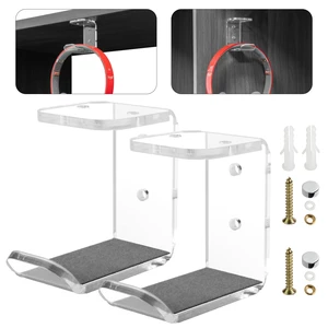 2 Pcs Headphone Hanger Mount Under-Desk Headset Hanger Hook Earphone Holder Wall Mount Hooks with Adhesive Tape & Screw Set Compatible with PC Gaming DJ Headset, Acrylic (Transparent Clear) 2 Pcs Headphone Hanger Mount Under-Desk Headset Hanger Hook Earphone Holder Wall Mount Hooks with Adhesive Tape & Screw Set Compatible with PC Gaming DJ Headset, Acrylic (Transparent Clear)