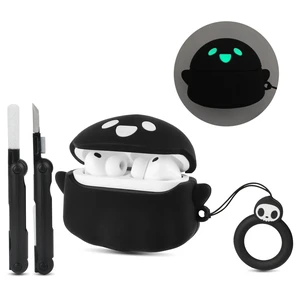 for AirPods Pro 3 Case with Cleaner kit, Anime Ghost Design, Black Soft Silicone, Glow in the Dark, Cute Funny Case for Apple AirPods Pro 3rd Generation Cover for Men, for Women for AirPods Pro 3 Case with Cleaner kit, Anime Ghost Design, Black Soft Silicone, Glow in the Dark, Cute Funny Case for Apple AirPods Pro 3rd Generation Cover for Men, for Women