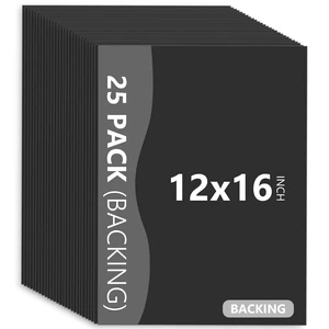 25 Pack Backing Boards, 12x16 Uncut Black Mat Boards Acid Free Backerboards for Art Prints, Ideal for Photos, Pictures, Prints, and Frames 25 Pack Backing Boards, 12x16 Uncut Black Mat Boards Acid Free Backerboards for Art Prints, Ideal for Photos, Pictures, Prints, and Frames