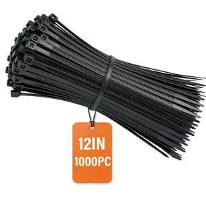12-378 12inch 1000 Pcs Indoor and Outdoor 50 Lbs Tensile Strength UV Resistant Cable Zip Tie, Black 12-378 12inch 1000 Pcs Indoor and Outdoor 50 Lbs Tensile Strength UV Resistant Cable Zip Tie, Black