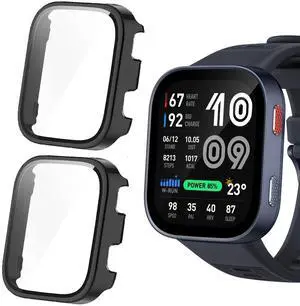 Compatible for Amazfit Bip Max Case, Hard PC Case with Tempered Glass Screen Protector Compatible with Amazfit Bip Max 50mm Smartwatch, 2.07" (Black+Black) Compatible for Amazfit Bip Max Case, Hard PC Case with Tempered Glass Screen Protector Compatible with Amazfit Bip Max 50mm Smartwatch, 2.07" (Black+Black)