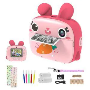 Kids Instant Camera - 2.5K Instant Print Camera with No Ink, 32GB Card, Selfie & 1080P Video, Pink Toy Gift for Girls & Boys 3-12 Kids Instant Camera - 2.5K Instant Print Camera with No Ink, 32GB Card, Selfie & 1080P Video, Pink Toy Gift for Girls & Boys 3-12