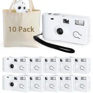 10 Pcs Disposable Cameras Bulk with Flash White Single-Use Film Cameras Set | Deluxe White Single-Use Film Cameras Set, Include 35mm iSO 400 Film, 17 Photos, Natural Color Canvas Bag 10 Pcs Disposable Cameras Bulk with Flash White Single-Use Film Cameras Set | Deluxe White Single-Use Film Cameras Set, Include 35mm iSO 400 Film, 17 Photos, Natural Color Canvas Bag