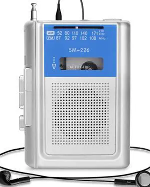 Small Cassette Player Recorder, Portable AM FM Vintage Tape Cassette Player with Big Speaker and Headphones, Built-in Microphone, Powered by DC or AA Battery for Walking Small Cassette Player Recorder, Portable AM FM Vintage Tape Cassette Player with Big Speaker and Headphones, Built-in Microphone, Powered by DC or AA Battery for Walking
