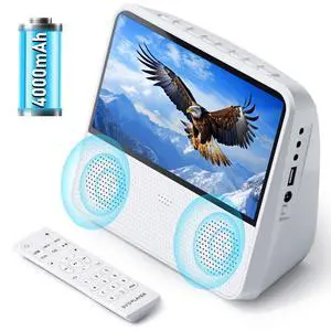 9.8" Portable DVD Player with 7" Screen, 4000mAh Rechargeable Battery | Brightness Control, DVD/CD/Bluetooth/USB/AUX/Memory PlayBack, Built-in Dual Speakers, Portable TV DVD Player for Kids 9.8" Portable DVD Player with 7" Screen, 4000mAh Rechargeable Battery | Brightness Control, DVD/CD/Bluetooth/USB/AUX/Memory PlayBack, Built-in Dual Speakers, Portable TV DVD Player for Kids