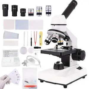 Compound Microscope, 2000x Magnification, with Smartphone Adapter, Slide Set, Dual LED Illumination System, Adult Microscope, Suitable for Beginners and Laboratory use (Monocular Microscope) Compound Microscope, 2000x Magnification, with Smartphone Adapter, Slide Set, Dual LED Illumination System, Adult Microscope, Suitable for Beginners and Laboratory use (Monocular Microscope)