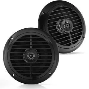 6.5 Inch Dual Marine Speakers - 2 Way Waterproof and Weather Resistant Outdoor Audio Stereo Sound System with 120 Watt Power, Polyprone Cone and Cloth Surround - 1 Pair - PLMR67B (Black) 6.5 Inch Dual Marine Speakers - 2 Way Waterproof and Weather Resistant Outdoor Audio Stereo Sound System with 120 Watt Power, Polyprone Cone and Cloth Surround - 1 Pair - PLMR67B (Black)