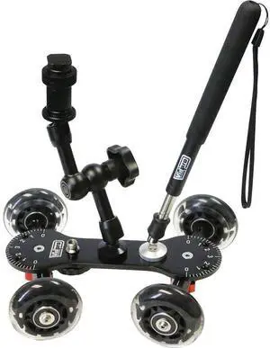 SK-22 Professional Skater Dolly - Rolling Slider for DLSR Cameras & Camcorders Ideal for Low-Level Shooting & Panning 25 Lbs Capacity Smooth Rubber Wheels 7 Mounting Points & Extendable Handle SK-22 Professional Skater Dolly - Rolling Slider for DLSR Cameras & Camcorders Ideal for Low-Level Shooting & Panning 25 Lbs Capacity Smooth Rubber Wheels 7 Mounting Points & Extendable Handle