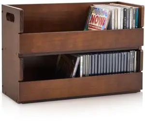 2-Tier Wooden CD Storage Holder, Classic Brown CD Display Shelf Rack with Carrying Handles, CDs Organizer for DVDs, Movie Cases and Cassette Tapes, Holds up to 72 CDs 2-Tier Wooden CD Storage Holder, Classic Brown CD Display Shelf Rack with Carrying Handles, CDs Organizer for DVDs, Movie Cases and Cassette Tapes, Holds up to 72 CDs