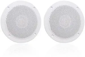 4 Inches Waterproof Marine Ceiling Speakers with 160 Watts Power, Handling for Kitchen Bathroom Boat Car RV Camper Motorcycle Cloth Surround and Low Profile Design - 1 Pair (White) 4 Inches Waterproof Marine Ceiling Speakers with 160 Watts Power, Handling for Kitchen Bathroom Boat Car RV Camper Motorcycle Cloth Surround and Low Profile Design - 1 Pair (White)