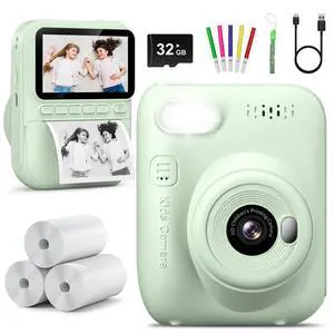 Kids Camera Instant Print | Birthday Graduation Gifts for Kids Age 3 4 5 6 7 8 9 | Toddler Portable Travel Print Digital Camera Outdoor Toy for 3-12 Boys Girls (Green) Kids Camera Instant Print | Birthday Graduation Gifts for Kids Age 3 4 5 6 7 8 9 | Toddler Portable Travel Print Digital Camera Outdoor Toy for 3-12 Boys Girls (Green)