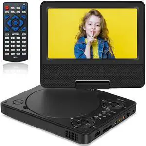 9.5" Portable DVD Player for Car with 7.5" Swivel Screen | 5-Hour Battery, Dual Speakers, 270° Swivel, Region Free, Sync to TV, Supports USB/SD, for Kids Travel & Road Trip 9.5" Portable DVD Player for Car with 7.5" Swivel Screen | 5-Hour Battery, Dual Speakers, 270° Swivel, Region Free, Sync to TV, Supports USB/SD, for Kids Travel & Road Trip