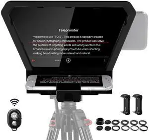 GVM Teleprompter Portable for iPad, Tablet, Smartphone & DSLR Cameras, Teleprompter Kit with Remote Control & Flexible Holder, teleprompter for Smartphone APP Compatible with iOS/Android GVM Teleprompter Portable for iPad, Tablet, Smartphone & DSLR Cameras, Teleprompter Kit with Remote Control & Flexible Holder, teleprompter for Smartphone APP Compatible with iOS/Android