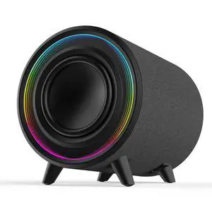 Powered Subwoofer, 100W Peak Sub with DSP, 6.5 Subs with Infinity Mirror - 3D Tunnel Light, 6 LED Home Theater Subwoofers, 40Hz-250Hz, Class-D Amp, Low Pass dial, Phase Switch Powered Subwoofer, 100W Peak Sub with DSP, 6.5 Subs with Infinity Mirror - 3D Tunnel Light, 6 LED Home Theater Subwoofers, 40Hz-250Hz, Class-D Amp, Low Pass dial, Phase Switch