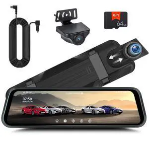 Rear View Mirror Camera, Mirror Dash Cam for Car 1080P Front & Rear Mirror Cameras 9.66 Inch HD IPS Full Touch Screen 64G Card Night Vision Motion Detection Loop Recording 24H Parking Monitor Rear View Mirror Camera, Mirror Dash Cam for Car 1080P Front & Rear Mirror Cameras 9.66 Inch HD IPS Full Touch Screen 64G Card Night Vision Motion Detection Loop Recording 24H Parking Monitor