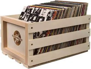 AC1004A-NA Vinyl Record Storage Crate, Natural | Holds Up to 75 Standard Records, Solid Wood, Easy to Assemble AC1004A-NA Vinyl Record Storage Crate, Natural | Holds Up to 75 Standard Records, Solid Wood, Easy to Assemble