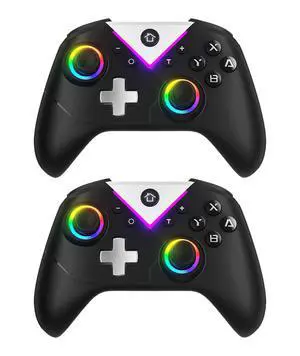 RGB Wireless Controller with Turbo & Macro, 6-Axis Gyro, Dual Vibration, Screenshot Button Compatible with Nintendo Switch 2 / Switch 1 / Lite/OLED, PC - 2-Pack RGB Wireless Controller with Turbo & Macro, 6-Axis Gyro, Dual Vibration, Screenshot Button Compatible with Nintendo Switch 2 / Switch 1 / Lite/OLED, PC - 2-Pack