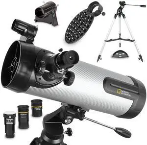 National Geographic NT114CF 114mm Reflector Telescope Carbon-Fiber Tube, 500mm Focal Length (f/4.4), Includes 2 Plssl Eyepieces, 2 Barlow Lens, Red-Dot Finder, Smartphone Adapter & Tripod National Geographic NT114CF 114mm Reflector Telescope Carbon-Fiber Tube, 500mm Focal Length (f/4.4), Includes 2 Plssl Eyepieces, 2 Barlow Lens, Red-Dot Finder, Smartphone Adapter & Tripod