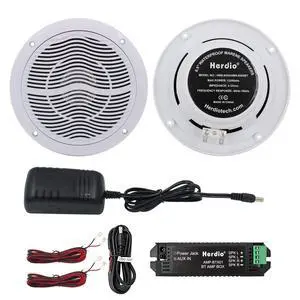 6.5 Inch 2-Way Waterproof Marine Bluetooth Ceiling Speakers, 120W Flush Mount, Suitable for Boat ATV UTV Golf Cart Camper RV Hot Tub Bathroom Outdoor, 1 Pair, White 6.5 Inch 2-Way Waterproof Marine Bluetooth Ceiling Speakers, 120W Flush Mount, Suitable for Boat ATV UTV Golf Cart Camper RV Hot Tub Bathroom Outdoor, 1 Pair, White
