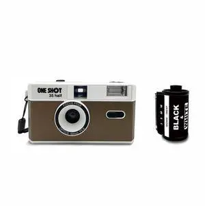 Point and Shoot 35mm Film Camera, Reusable Retro Half Frame Camera, Built in Flash, Included One Roll ASA/ISO 400 Black & White Film 18 Exp., (36 Shots) Battery Not Included (Brown Color) Point and Shoot 35mm Film Camera, Reusable Retro Half Frame Camera, Built in Flash, Included One Roll ASA/ISO 400 Black & White Film 18 Exp., (36 Shots) Battery Not Included (Brown Color)