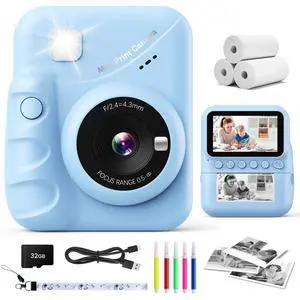 Kids Camera Instant Print, 3.0'' Screen 48MP Photo Instant Camera for Kids with 32GB Card, 1080P HD Digital Child Printable Toy, Gift for 3-12 Year Old Girls Boys Kids Camera Instant Print, 3.0'' Screen 48MP Photo Instant Camera for Kids with 32GB Card, 1080P HD Digital Child Printable Toy, Gift for 3-12 Year Old Girls Boys