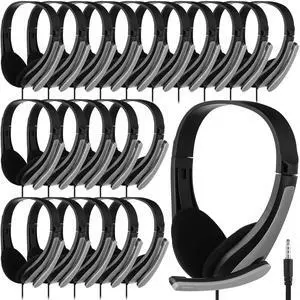 20 Pack Bulk Classroom Headphones with Microphone Students Wired School Class Set Headphones for School Library Computer Office Adults 3.5 Jack Universal Plug(Grey) 20 Pack Bulk Classroom Headphones with Microphone Students Wired School Class Set Headphones for School Library Computer Office Adults 3.5 Jack Universal Plug(Grey)