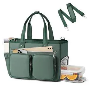 Teacher Tote Bag with Insulated Lunch Compartment 15.6" Laptop Bag Teacher Tote Bag with Insulated Lunch Compartment 15.6" Laptop Bag